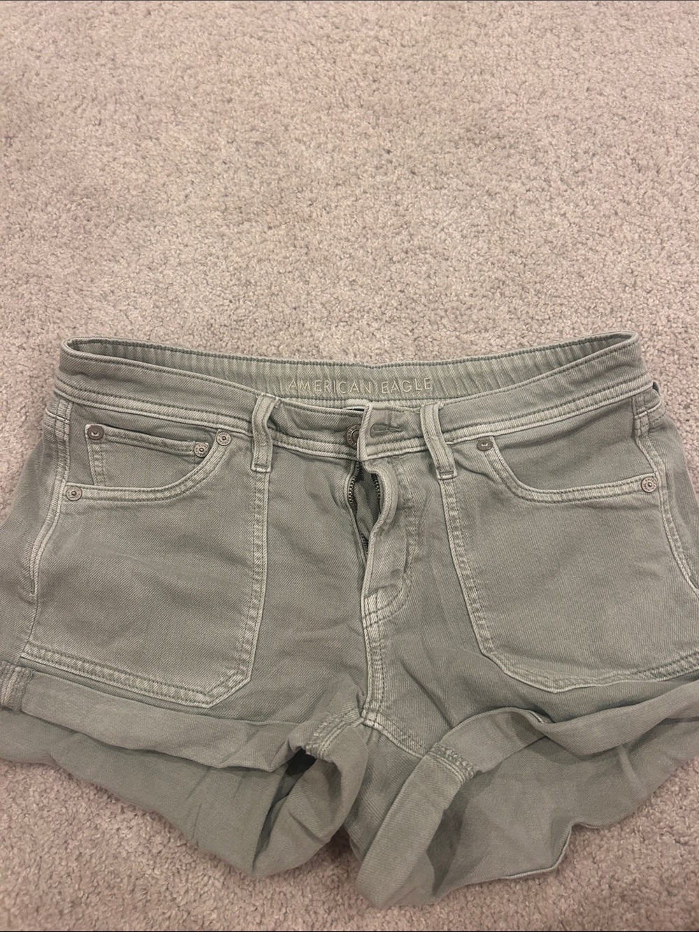 American Eagle Outfitters Sage Green Denim Cutoff Shorts